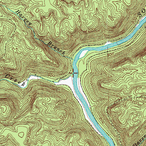 Topographic Map of Parch Corn Creek, TN