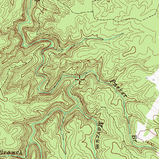 Topographic Map of Parker Branch, TN