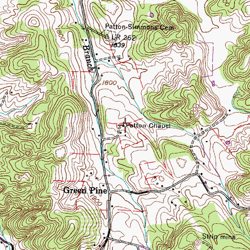 Topographic Map of Patton Chapel, TN