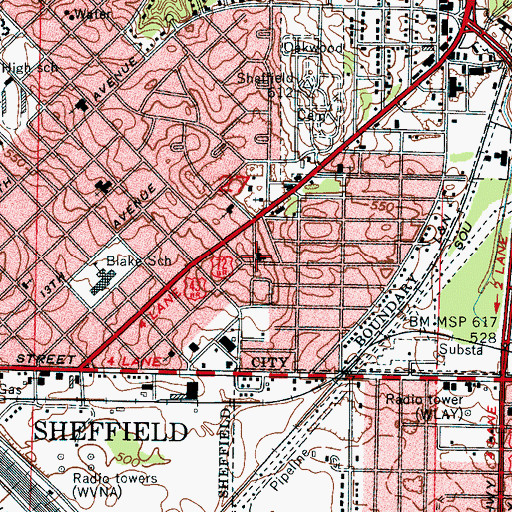 Topographic Map of Highland Methodist Church, AL