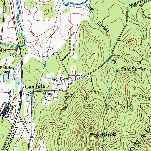 Topographic Map of Paul Cemetery, TN