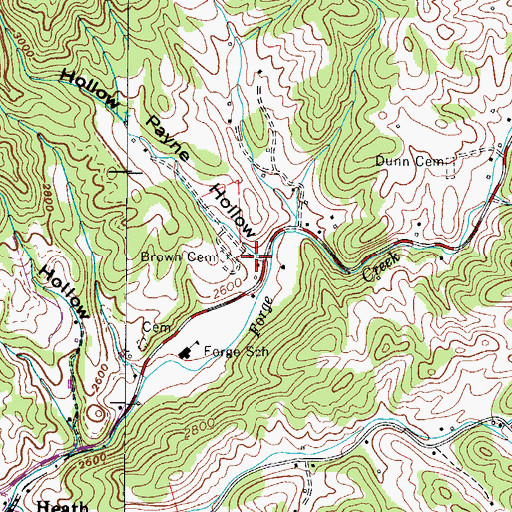 Topographic Map of Payne Hollow, TN