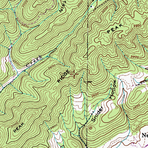 Topographic Map of Peak Ridge, TN