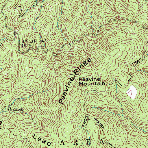 Topographic Map of Peavine Ridge, TN