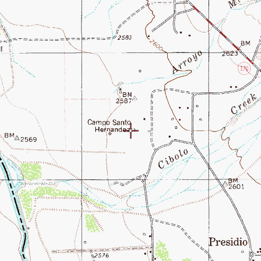 Topographic Map of Campo Santo Hernandez, TX