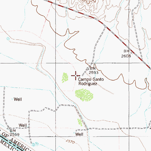 Topographic Map of Campo Santo Rodriguez, TX