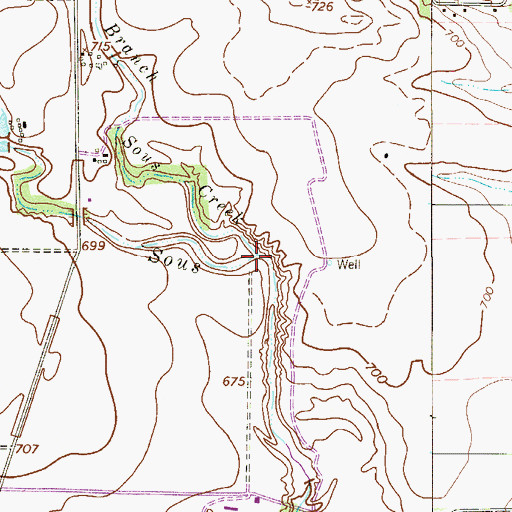 Topographic Map of East Branch Big Sous Creek, TX