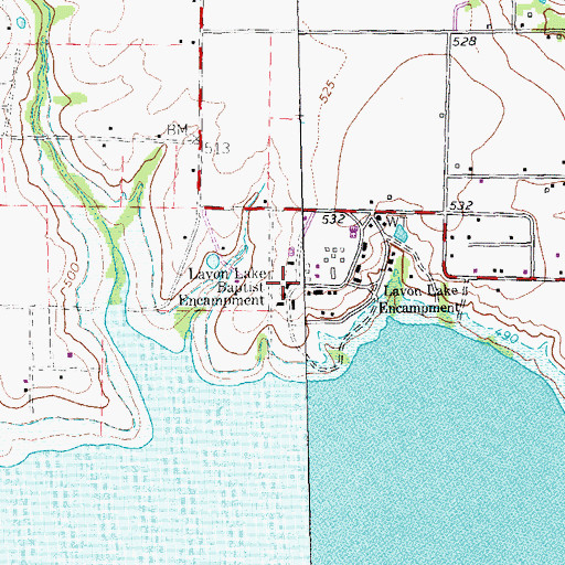 Topographic Map of Lavon Lake Encampment, TX