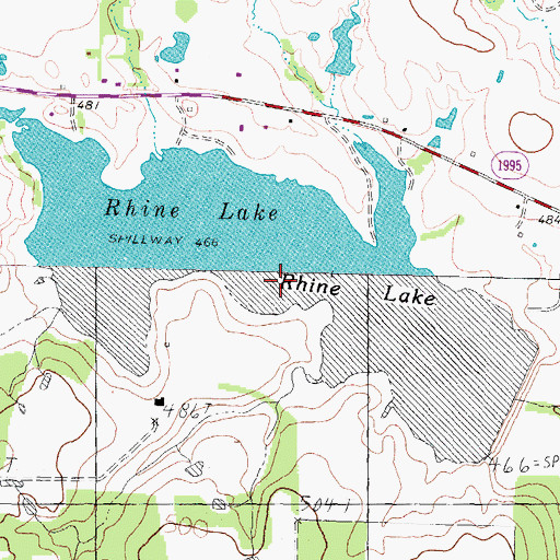Topographic Map of Rhine Lake, TX