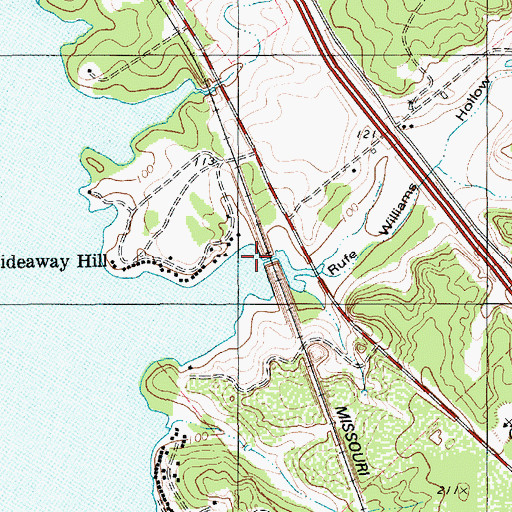 Topographic Map of Rufe Williams Hollow, TX