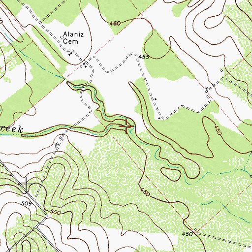 Topographic Map of Tarancahuas Creek, TX