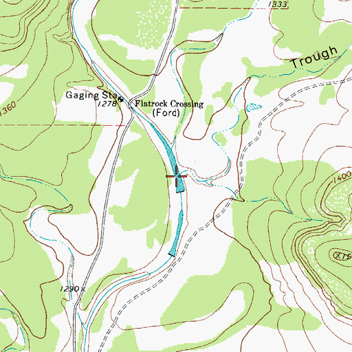 Topographic Map of Through Hollow, TX