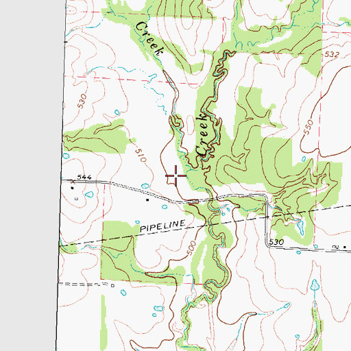 Topographic Map of Watson Branch, TX
