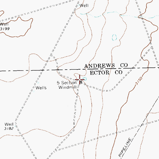 Topographic Map of Five Section Windmill, TX