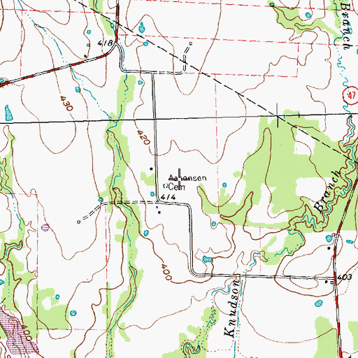 Topographic Map of Aanonsen Cemetery, TX