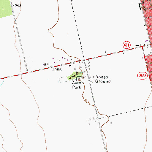 Topographic Map of Aaron Park, TX