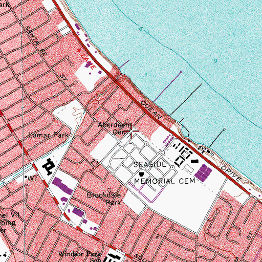 Topographic Map of Aberdeen Cemetery, TX