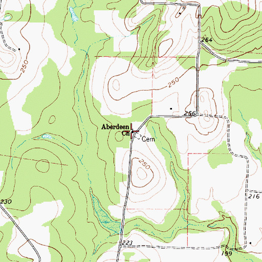Topographic Map of Aberdeen Church, TX