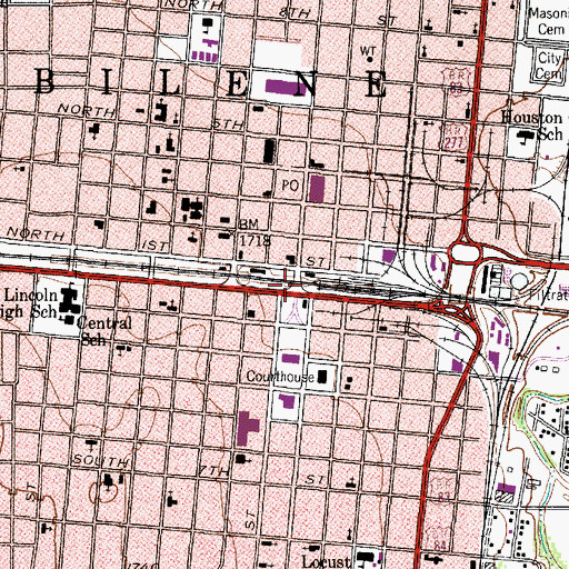 Topographic Map of Abilene, TX