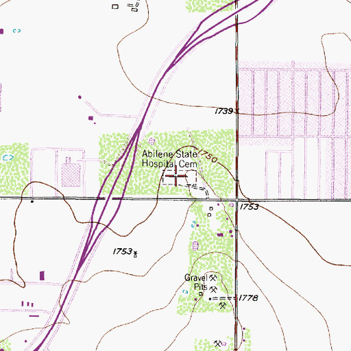 Topographic Map of Abilene State Hospital Cemetery, TX