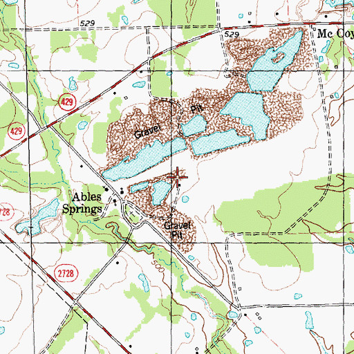 Topographic Map of Ables Springs, TX
