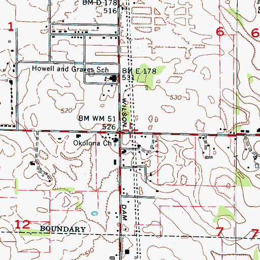 Topographic Map of Houston Corner, AL