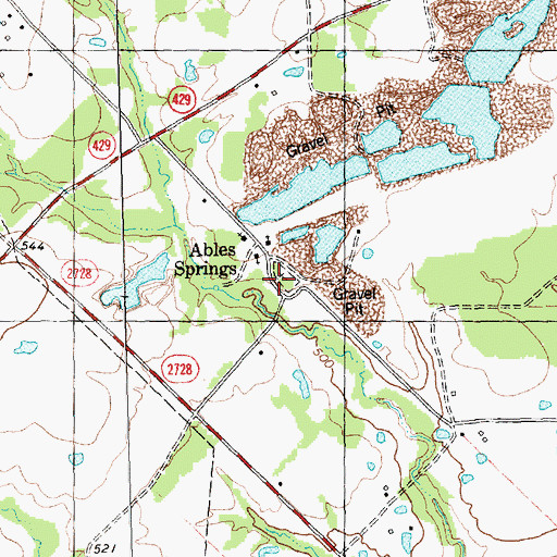 Topographic Map of Ables Springs Cemetery, TX