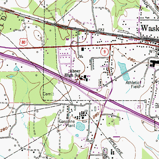 Topographic Map of Abney High School, TX
