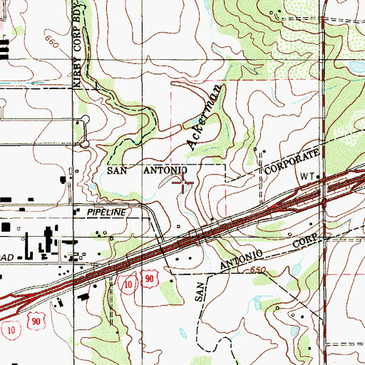 Topographic Map of Ackerman Creek, TX