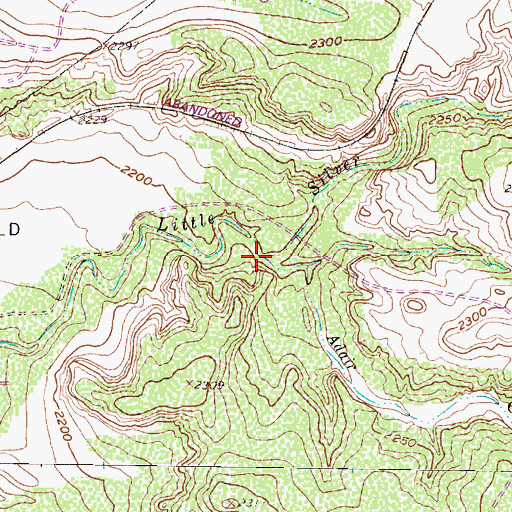 Topographic Map of Adair Creek, TX