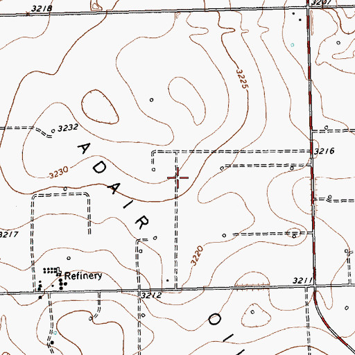Topographic Map of Adair Oil Field, TX