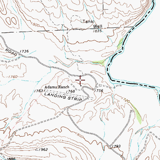 Topographic Map of Adams Ranch, TX