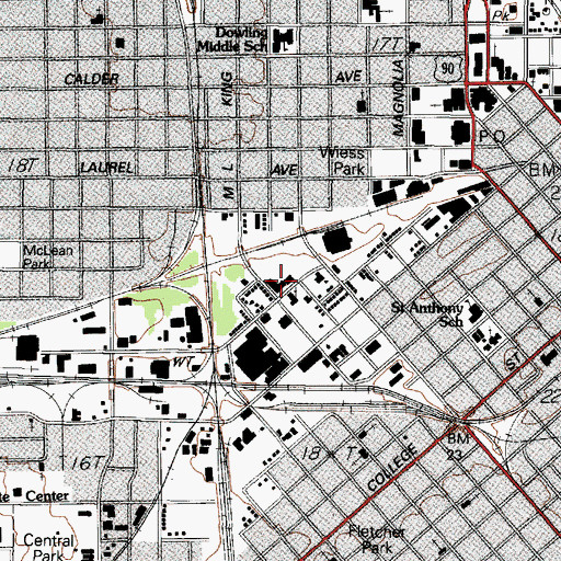 Topographic Map of Adams School, TX