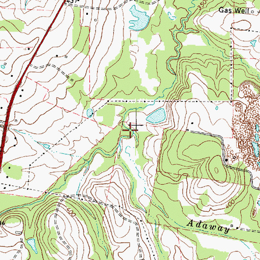 Topographic Map of Adaway Creek, TX