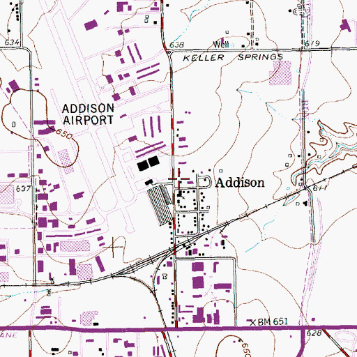 Topographic Map of Addison, TX