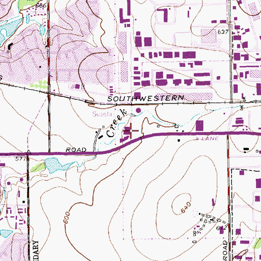 Topographic Map of Addison Church, TX