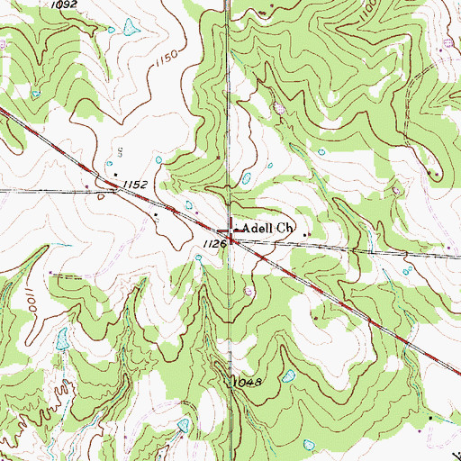Topographic Map of Adell Church, TX