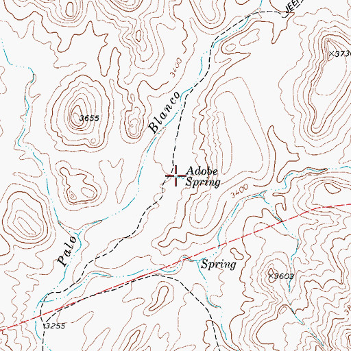 Topographic Map of Adobe Spring, TX