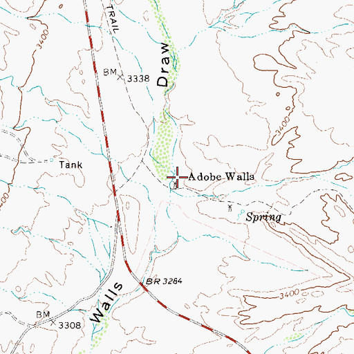 Topographic Map of Adobe Walls, TX
