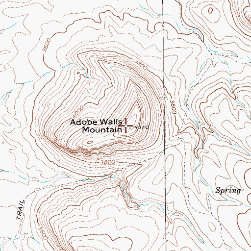 Topographic Map of Adobe Walls Mountain, TX