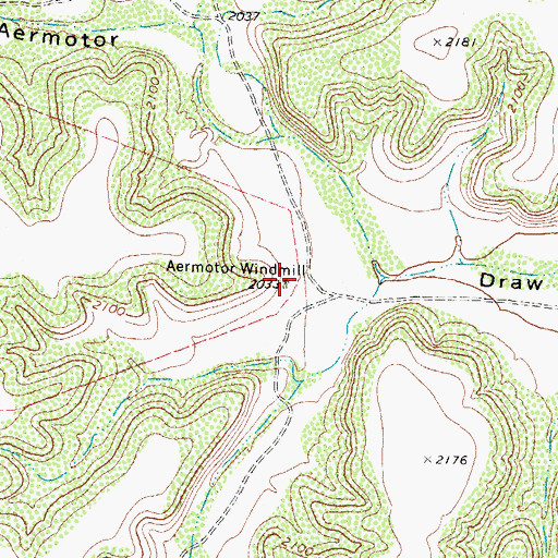 Topographic Map of Aermotor Windmill, TX
