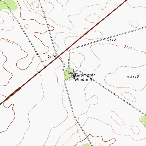 Topographic Map of Aeromotor Windmill, TX