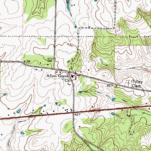 Topographic Map of Afton Grove Church, TX