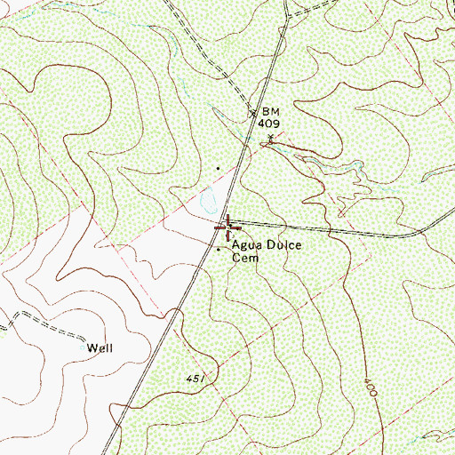 Topographic Map of Agua Dulce Cemetery, TX