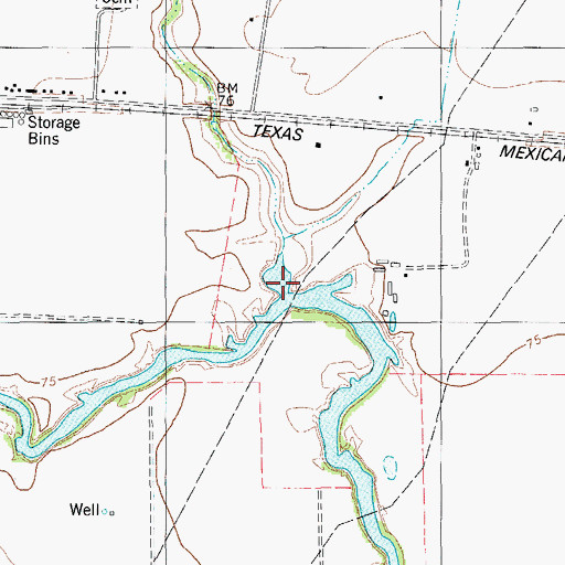 Topographic Map of Agua Dulce Creek, TX