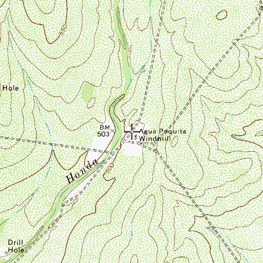 Topographic Map of Agua Poquita Windmill, TX