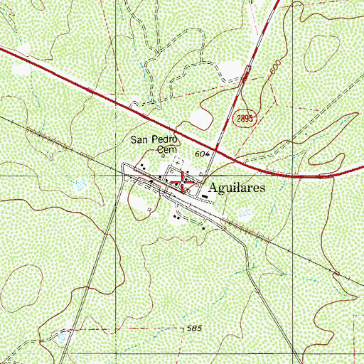 Topographic Map of Aguilares, TX