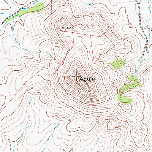 Topographic Map of Aguja, TX