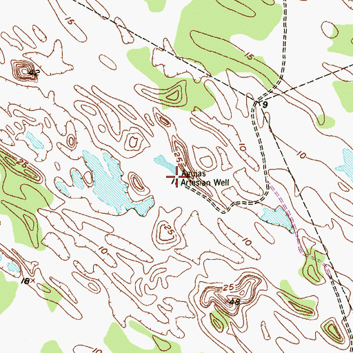 Topographic Map of Agujas Artesian Well, TX