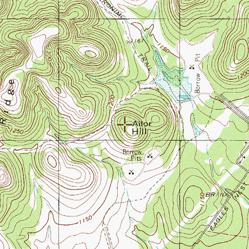 Topographic Map of Ailor Hill, TX
